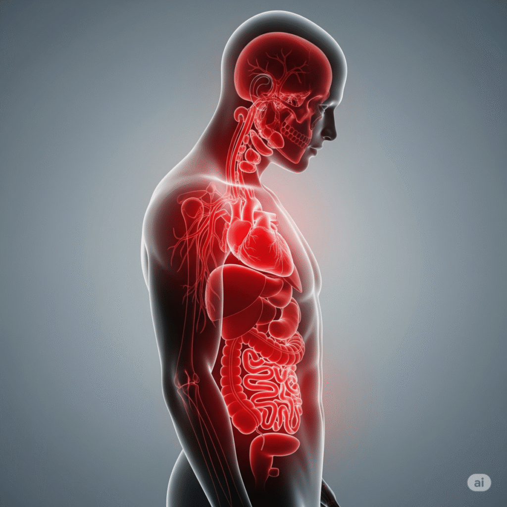 alt="Stress Effects on the Body visualized in organs"