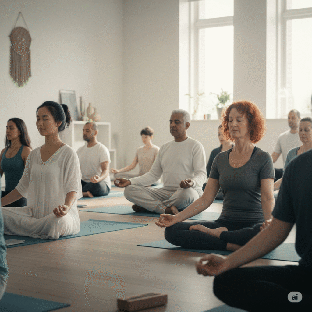 mental health and wellbeing through yoga and meditation