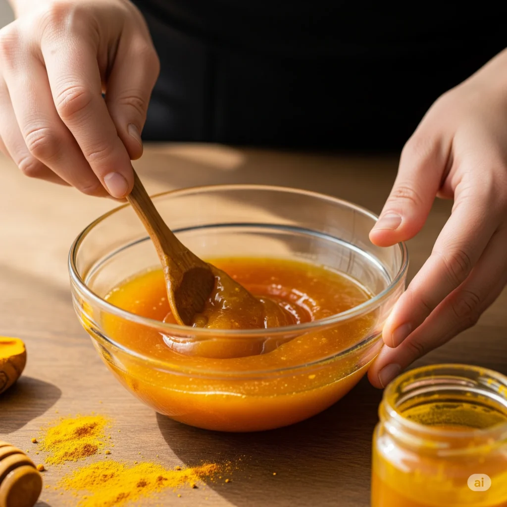 Homemade honey and turmeric face mask for natural glow