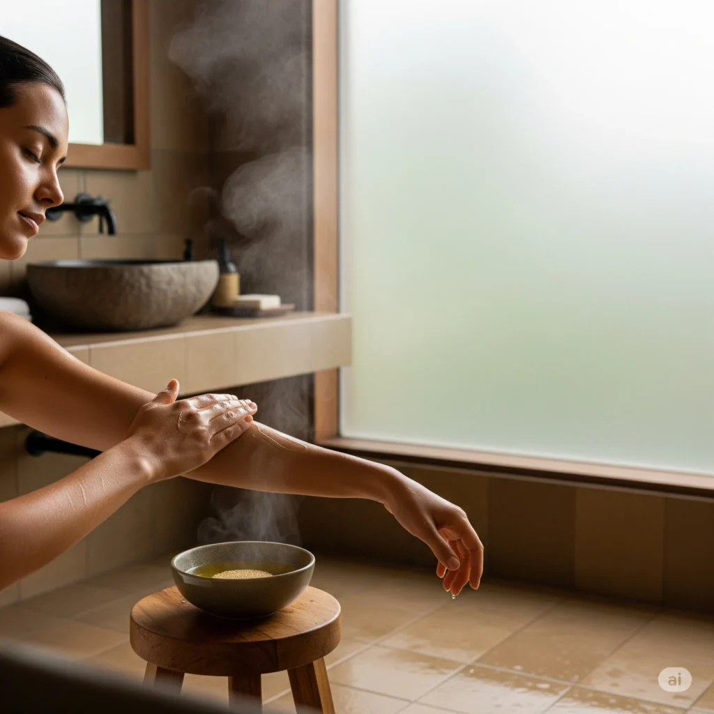 Ayurvedic Abhyanga self-oil massage for lymphatic detox and healthy skin