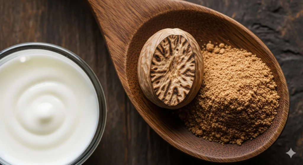 Fresh nutmeg powder and milk remedy for sleep