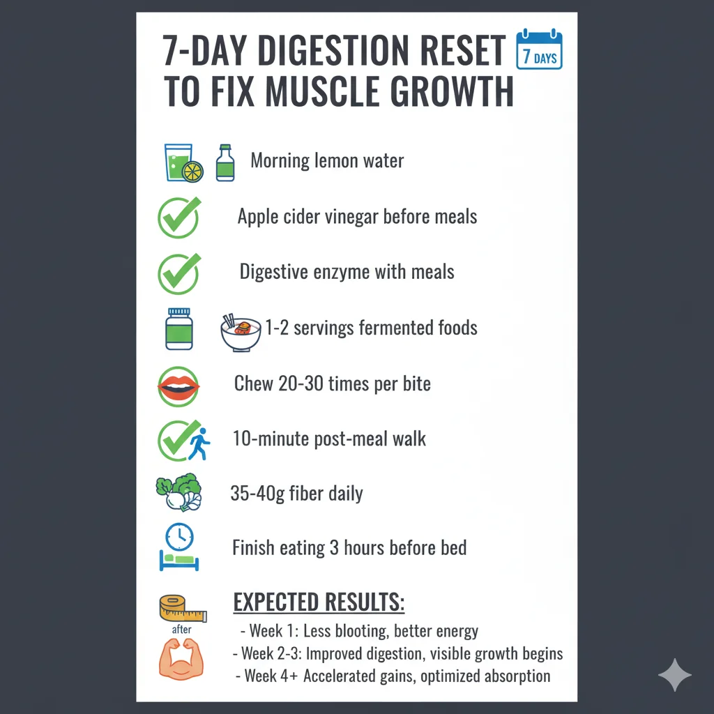 seven day digestion reset challenge to fix muscles not growing despite gym and diet