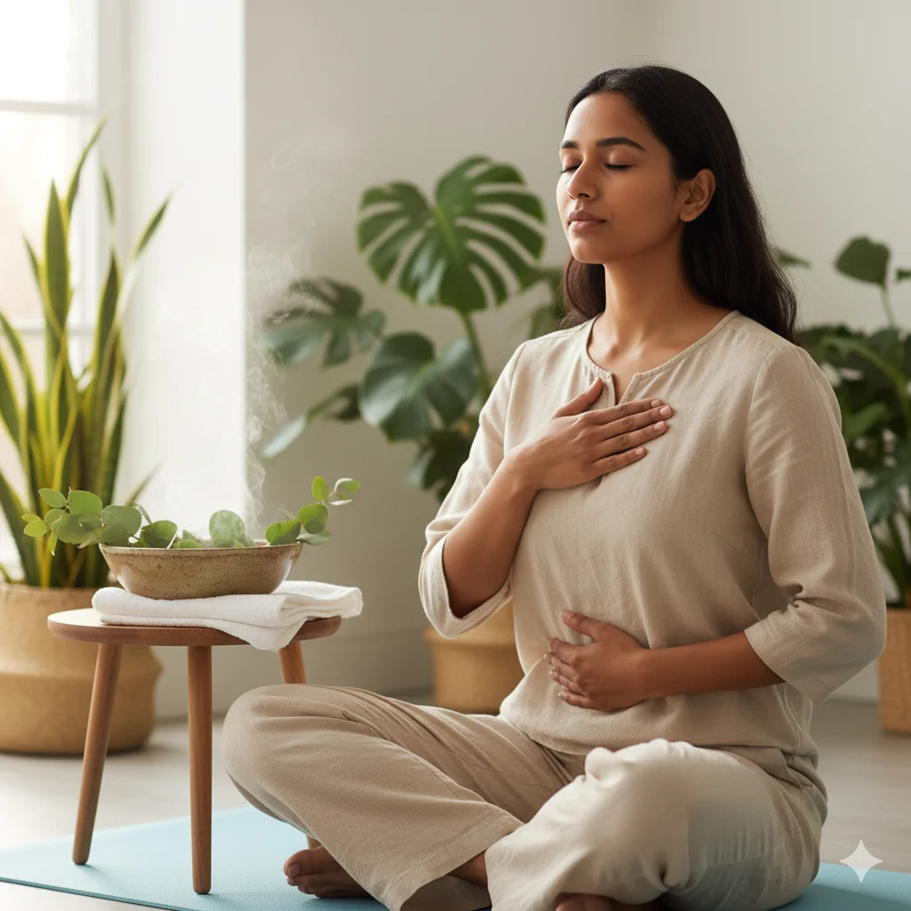 Natural lung detox methods including steam inhalation and deep breathing exercises for lung health and mucus clearance