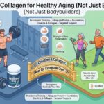 Creatine and collagen for healthy aging guide - Creatine: 3-5g daily for muscle preservation, strength, and cognitive support (decades of safety data). Collagen: 2.5-15g daily for skin elasticity and joint comfort (8-12 weeks for results). Sarcopenia starts in your 30s, accelerates after 60. Not just for bodybuilders. Complete healthy aging supplement guide 2026.