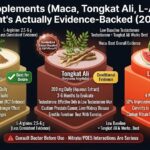 Libido supplements evidence guide 2026 - Maca (1,500-3,000mg, strongest evidence for desire, both men and women), Tongkat Ali (200mg standardized extract, effective only in low testosterone men, caution with prostate/liver/kidney disease), L-Citrulline (1.5-3g, 50% improvement in mild ED, better than L-Arginine). Safety: nitrate/PDE5 interaction serious. Complete supplement research guide.