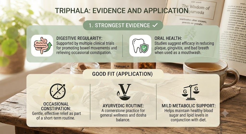 Triphala research: Digestion, oral health, metabolic support — and who it fits best